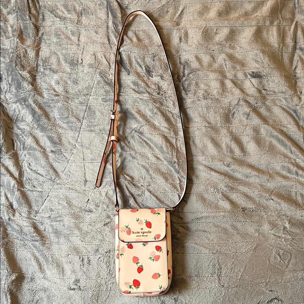 Rare Kate Spade Strawberry Print Phone Holder Cross Body